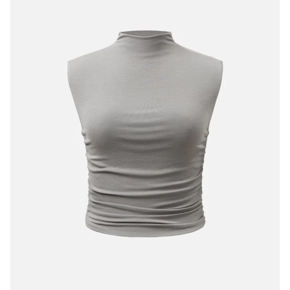 OGL Eco-SkinKiss® Workleisure Mock Neck Ruched Sides Tank Top